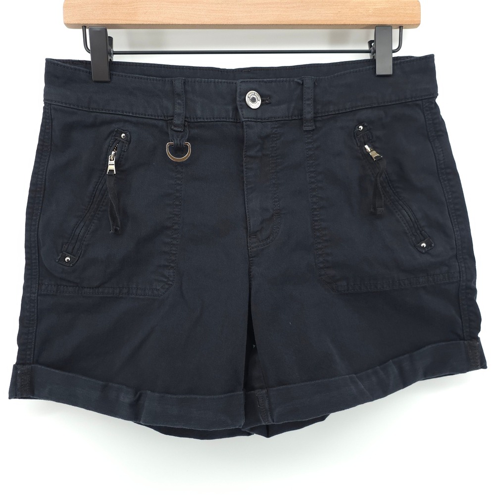 White House Black Market The Short Women Shorts 10 Black Utility Cuffed Zip